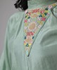 Silk Pista Green embroidered Palazzo Kurta 